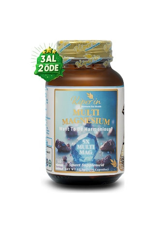 Kiperin 5x Çoklu Magnezyum Taurat, Bisglisinat, Malat, Sitrat, L-treonat 60kapsül Akıllı Gıda Takviyesi