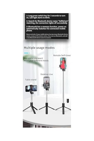 Işıklı Bluetooth Selfie Çubuğu Tripod - Uzaktan Kumandalı, Taşınabilir, Uzatılabilir, Tüm Telefonlarla Uyumlu, Vlog Ve Video Çekimi İçin Ideal