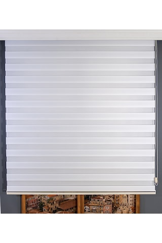 Beyaz Dar Plise Zebra Perde Beyaz