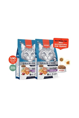 Wanpy Tahılsız Somonlu Ve Ton Balıklı Kısırlaştırılmış Yetişkin Kedi Maması 1,5kg X 2 Adet