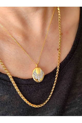 Modagümüşevi 925 Ayar Gümüş Alya Anka Kuşu Kolye 45 CM