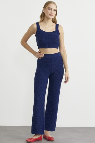 Sementa Pamuk Crop Pantolon Triko Takım - Lacivert Lacivert