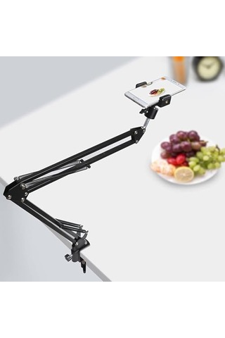 Üstten Çekim Masa Telefon Tutucu Katlanabilir Ve 360 Döner Ayarlanabilir Stand, Video Çekimi Ve Canlı Yayın İ