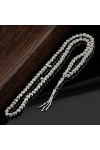 925 Ayar Gümüş Çizgili 99'lu Tesbih
