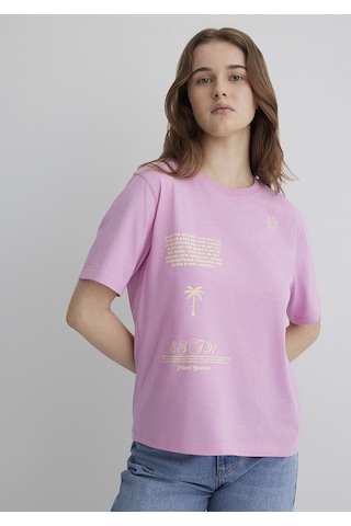 Mavi - Baskılı Pembe Tişört 1613174-70972 Pembe