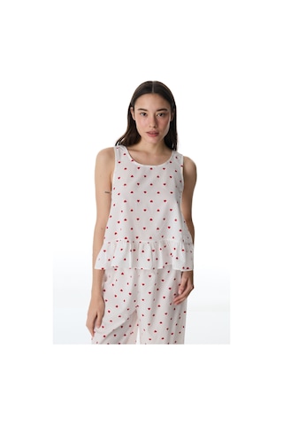 Penti Kırık Beyaz Red Hearts Pamuklu Atlet Pijama Üstü