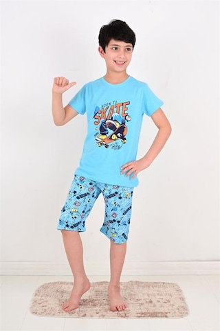 Vitmo erkek çocuk kapri pijama takımı born to skate turkuaz