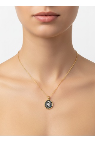 G&a Jewels - Denizin Sırrı - 925 Ayar Oksitli Yaldız Altın Kaplama Gümüş Kolye Altın - Gümüş
