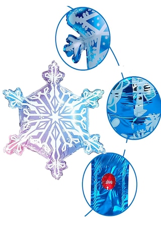 1 Adet Yılbaşı Kar Tanesi Folyo Balon 64x55 Elsa Frozen Konspet