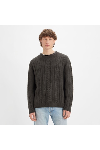 Levi's Battery Crewneck Erkek Bordo Yuvarlak Yaka Relaxed Fit Kazak Antrasit