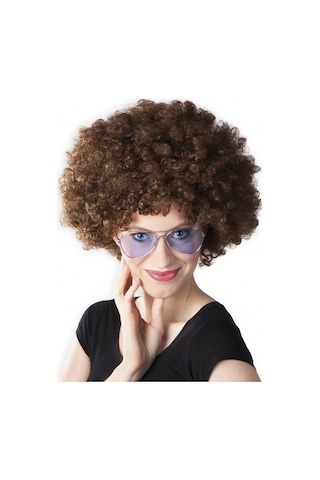 Mey İthalat Kahve Renk Kıvırcık Afro Bonus Peruk