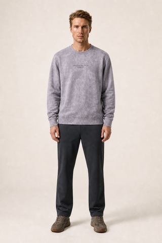Redline Rummi Desenli Kışlık Yeni Sezon Erkek Regular Fit Sweatshirt Gri