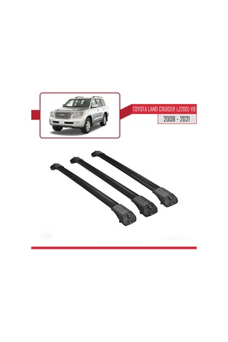 Toyota Land Cruiser J200 V8 2008-2021 Arası İle Uyumlu Ace-1 Ara Atkı Tavan Barı Siyah 3 Adet Bar