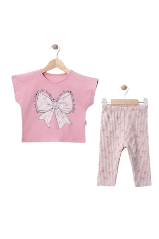 Bellamio Kids Fiyonk Desenli Pembe Kız Çocuk Taytlı Takım Bellamio Kids Fiyonk Desenli Pembe Kız Çocuk Taytlı Takım