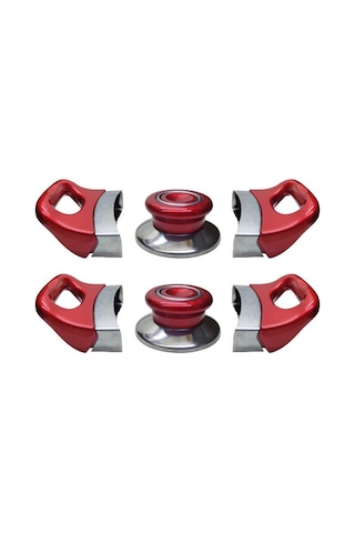 Kırmızı Tencere Tava Yan Kulpları Ve Kapak Kulpu Seti - 2 Set