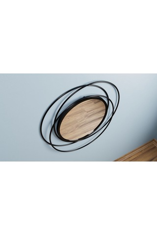 Halkalı Model Metal Dekoratif Duvar Aynası Siyah