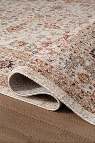 Renkli Vintage Modern Salon Koridor Yatak Ve Oturma Odası Halısı Krem