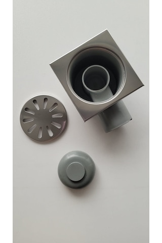 Duş Yer Süzgeci Metal Kapaklı Koku Önleyicili Yandan Çıkışlı 10x10cm