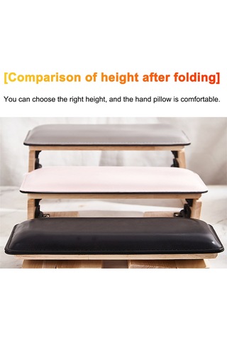 Yifomall Deri Masa Üstü Manikür Yastığı, Katlanabilir, 3 Seviyeli Ahşap Tasarım, Beyaz Renk