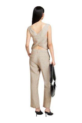 Sisley %100 Keten Çizgili Kare Yaka Askılı Bluz Kadın Siyah Bluz - 324p5nthlh015