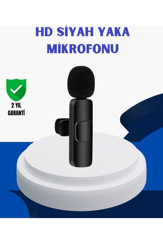 Mey İthalat Apple Uyumlu iPhone İçin Çift Mikrofonlu Telsiz Yaka Mikrofonu 360 Derece Hd Ses