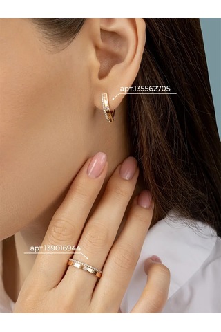 Veronika 925 Ayar Gümüş Küpeler, Altın Kaplama Ve Zirkon Taşlarıyla 135562705 Altın