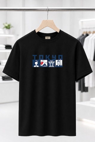 Bayloranzzo Tokyo City %100 Pamuk Heavy Cotton Premium Kalite Unisex Tişört Siyah