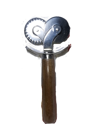 Pizza Kesici Çift Bıçak Hamur Ve Piza Kesici Ahşap Sap