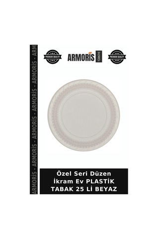 Özel Seri Düzen İkram Ev Plastik Tabak 25 Li Beyaz