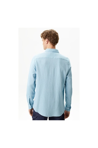 Lacoste Men's Regular Fit Button-down Collar Linen Shirt Green Erkek Düğmeli Yaka Keten Gömlek Mavi