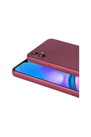 Samsung Galaxy A07 İle Uyumlu Kılıf Soft Yumuşak Telefon Kılıfı Ve Temperli Cam Ekran Koruyucu Mürdüm