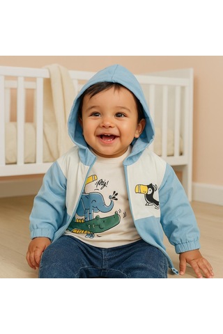 Şaşkın Papağan Fermuar Yağmurluklu Mevsimlik 3lü Takım Mavi