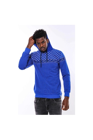 Wessi Lacivert Kapşonlu Taşlı Baskılı Desenli Sweatshirt Lacivert