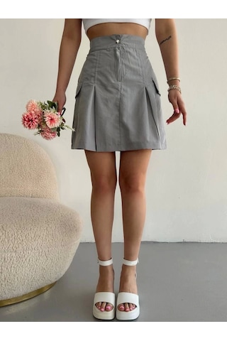 Cepli Paraşüt Etek Gri