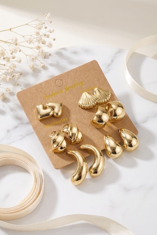Metalik Kaplama Gold Renk Ccb 6 Çift Kadın Küpe Seti Altın - Çok Renkli Metalik Kaplama Gold Renk Ccb 6 Çift Kadın Küpe Seti Altın - Çok Renkli