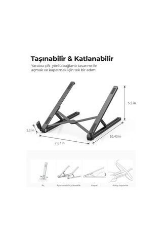 Saiji A8 Large Çok Fonksiyonlu Ayarlı Notebook Soğutuculu Çalışma Masası Siyah