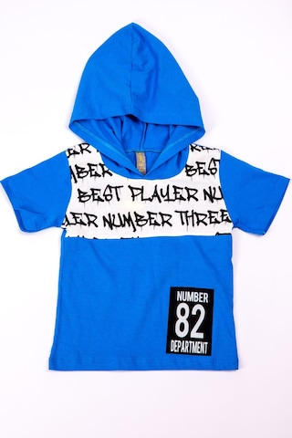 Erkek Çocuk Tshirt Kapşonlu Baskılı A21 Mavi