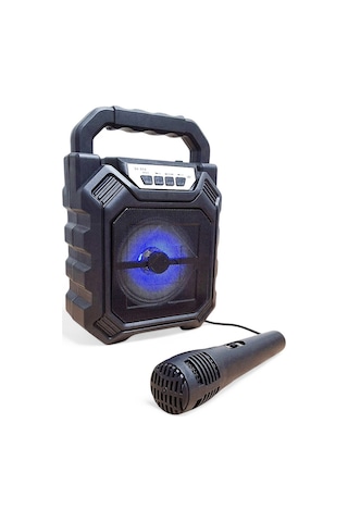 Upway Şarjlı Mikrofonlu Led Işıklı Bluetooth Hoparlör - Usb-aux-tf Kart-fm Radyo
