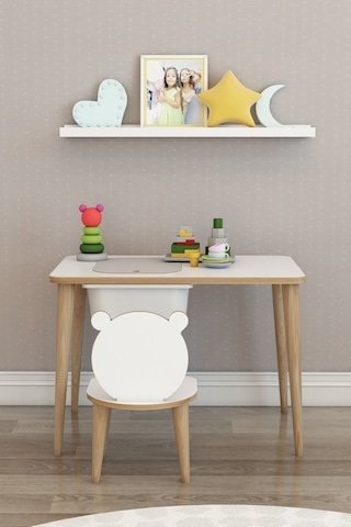 Moniev Çocuk Çalışma Masası Oyun Ve Etkinlik Masası Beyaz Beyaz