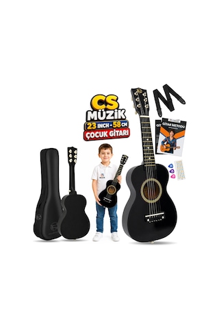 Fourtune Loki T-80BK 6 Telli Siyah Çocuk Gitarı Gerçek Ağaç
