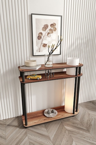 Ravilo Caprio Dresuar Dekoratif Raflı Lambader Ceviz Ceviz