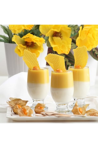 LAV Rena Cam Meşrubat Bardağı 6'lı 305 ml Tablalı (Tatlı Servisi , Dondurmalık , Su Bardağı )