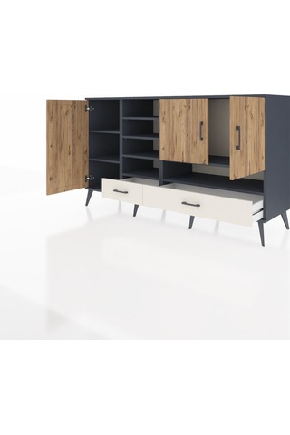 Kronos Konsol 8 Raflı 2 Çekmeceli 3 Kapaklı 176x59x99 Antrasit-ça Antrasit-çam/aytaşı