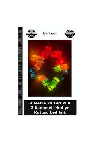 Özel Üretim Dekoratif Yılbaşı Parti 4 Metre 20 Led Pilli 2 Kademeli Hediye Kutusu Led Işık