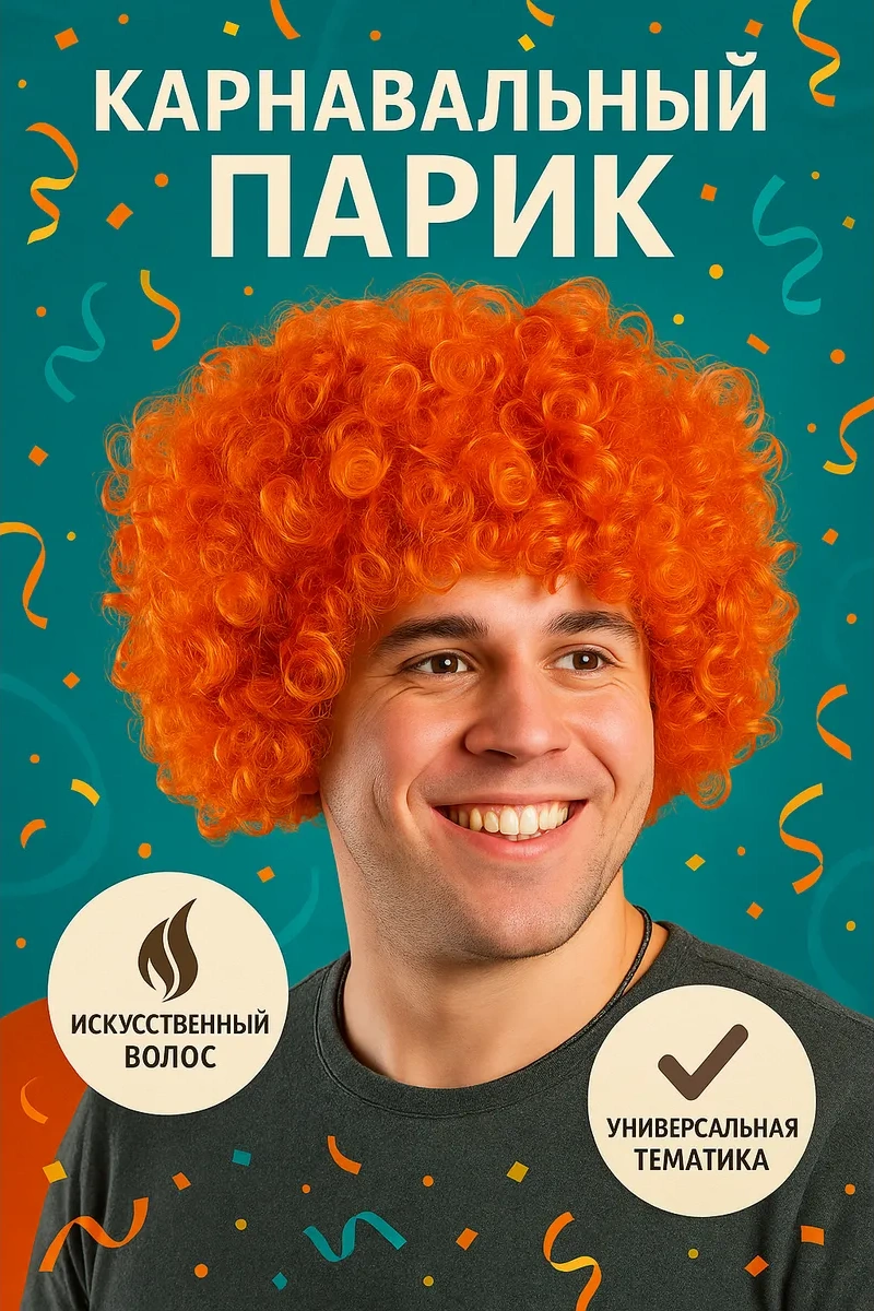Strana Karnavalia Kırmızı Erkek Karnaval Peruk 41137556 Turuncu