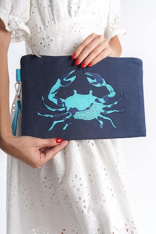 Mubiano Summer Kadın Lacivert Duck Keten Kumaş Yengeç Clutch & Portföy Çanta - Msly0110-lcv Lacivert