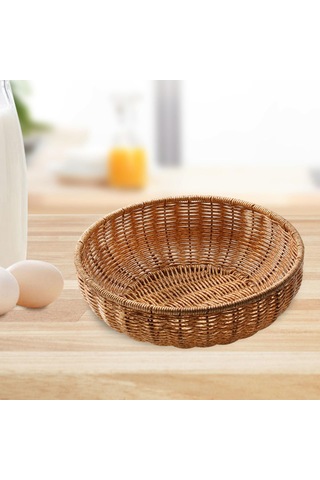 Suntek Rattan Ekmek Sepeti Taklit Dokuma Sepet Çok Amaçlı 20cmx6.5cm Diğer