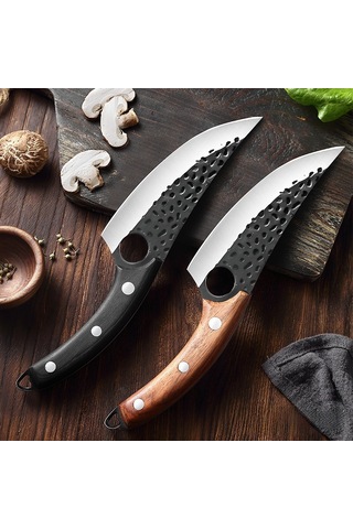 Konesam Stahl Fleischschneider-messer Mit Hammeroptik, Scharfe Klinge, Rostfest, Abnehmbare Blume Holzhandgriff, Für Schlachten, Fleischtrennung, Fisch- Und Gemüsezubereitung