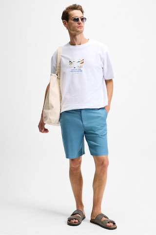 Grimelange TEEMO Erkek Yanları Cepli Fermuarlı Likralı Slim Fit İndigo Şort