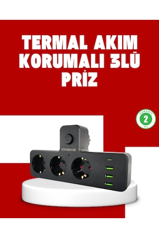 Hnrlıshp 7 Portlu Çoklu Priz Usb Ve Type-c Girişli Akıllı Güç Ünitesi